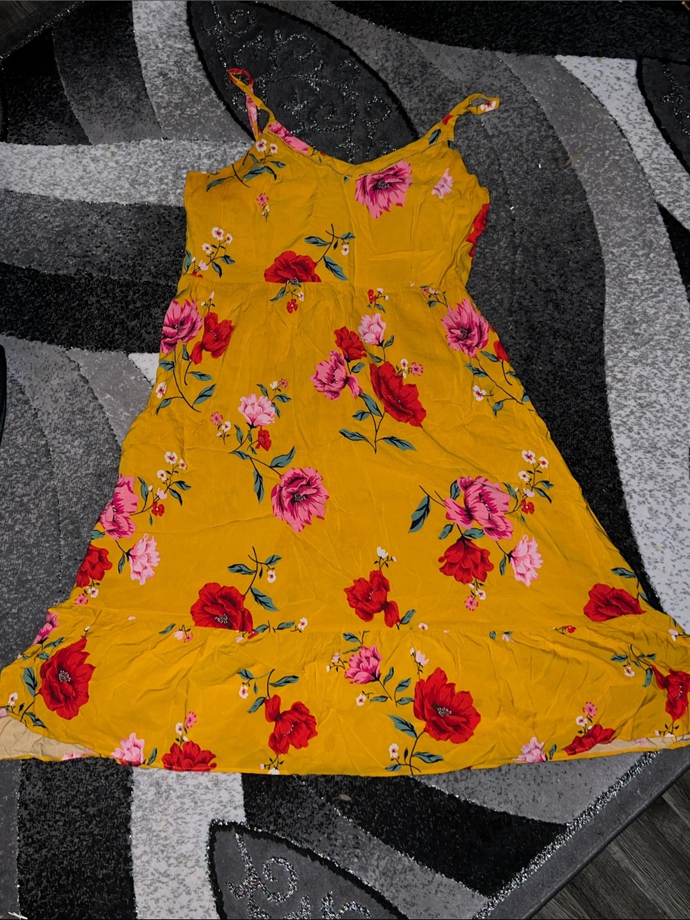 Old Navy Mustard Yellow Floral Midi Dress